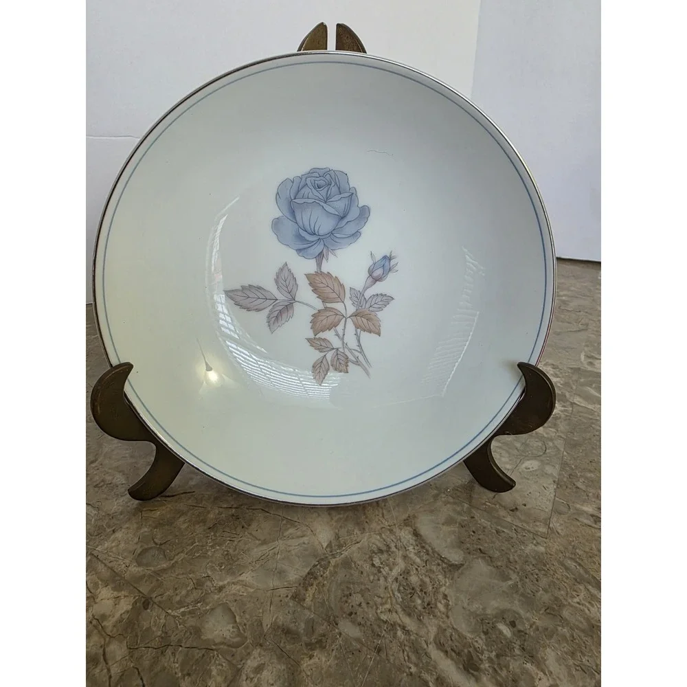 Vintage Alice Blue‎ Sango Blue Rose Salad Dessert Plate Platinum Rims